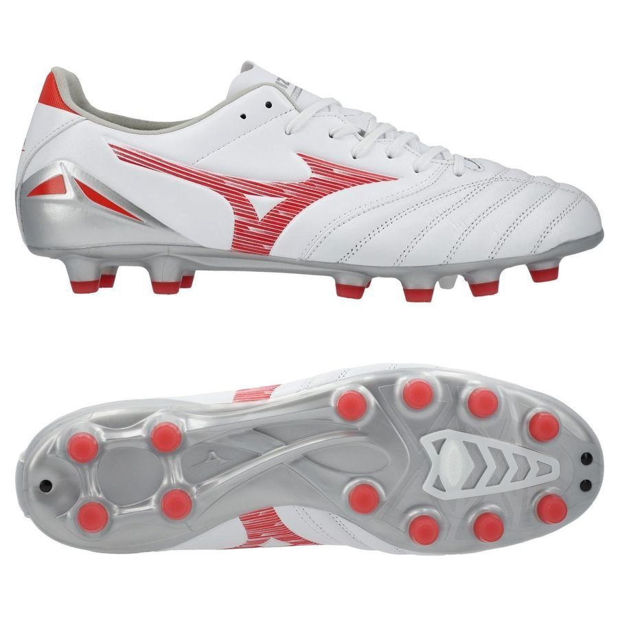 Mizuno Morelia Neo IV Pro FG/AG Charge - Blanc/Radiant Red