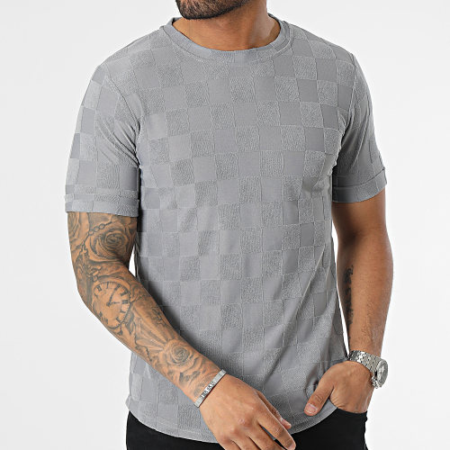 Tee Shirt Oversize A Carreaux Gris