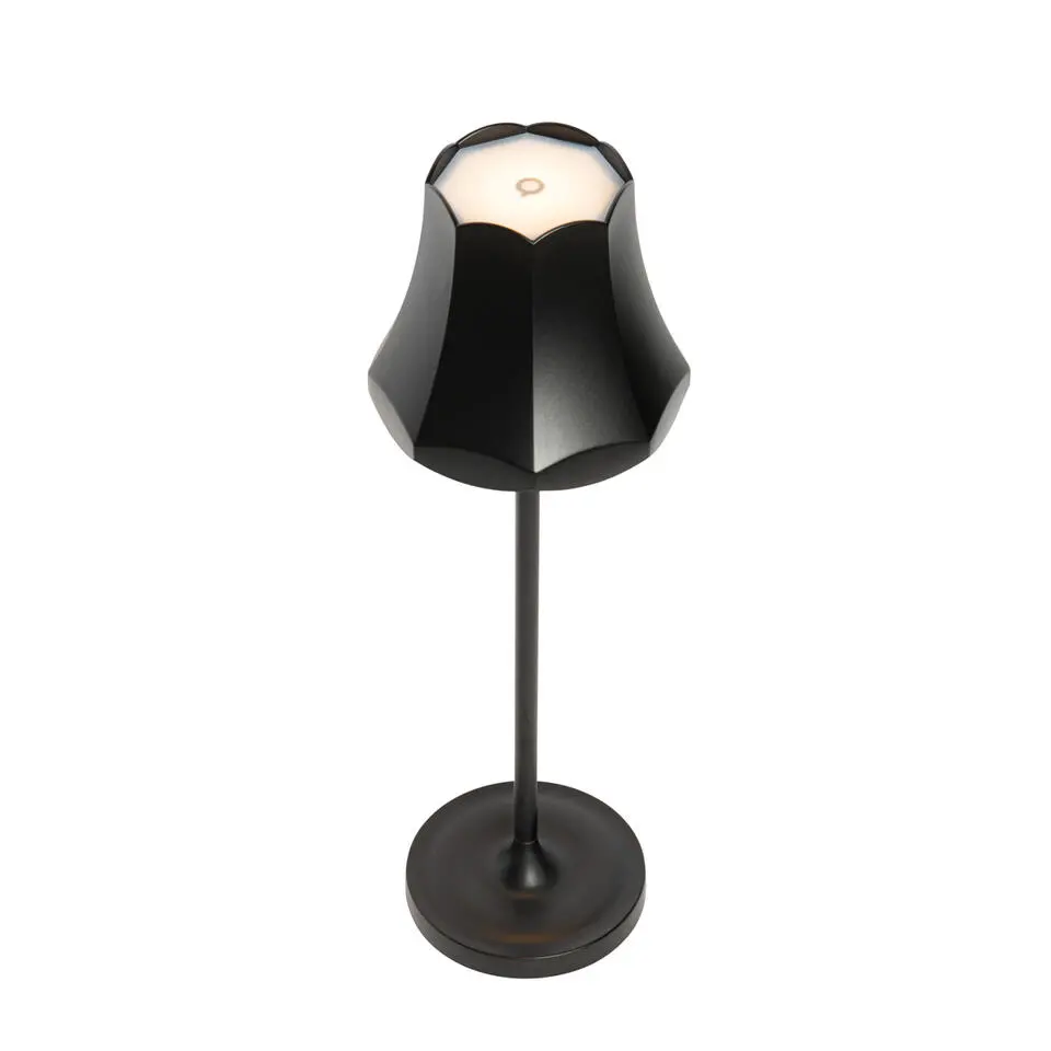 Qazqa tafellampen granny retro zwart geïntegreerde led