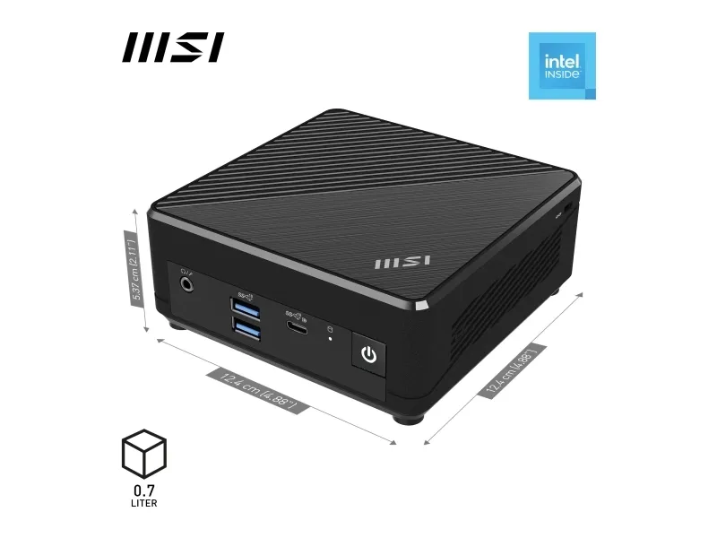MSI Cubi N ADL 006DE - Mini PC Pentium N200 / op til 3.7 GHz - RAM 4 GB - SSD 128 GB - UHD Graphics - Gigabit Ethernet - Win 11 Pro - skærm: ingen - sort