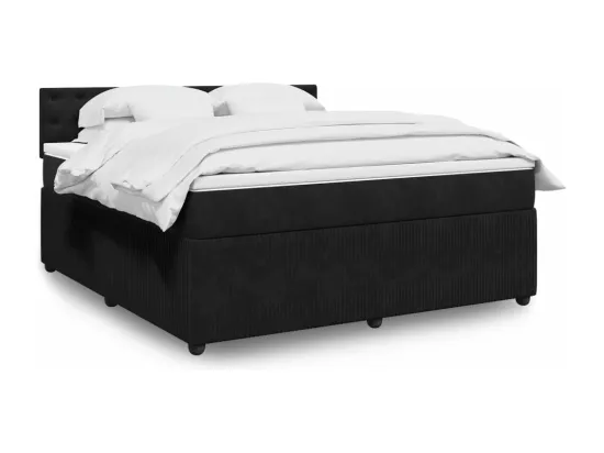Sommier à lattes de lit avec matelas Noir 180x200 cm Velours