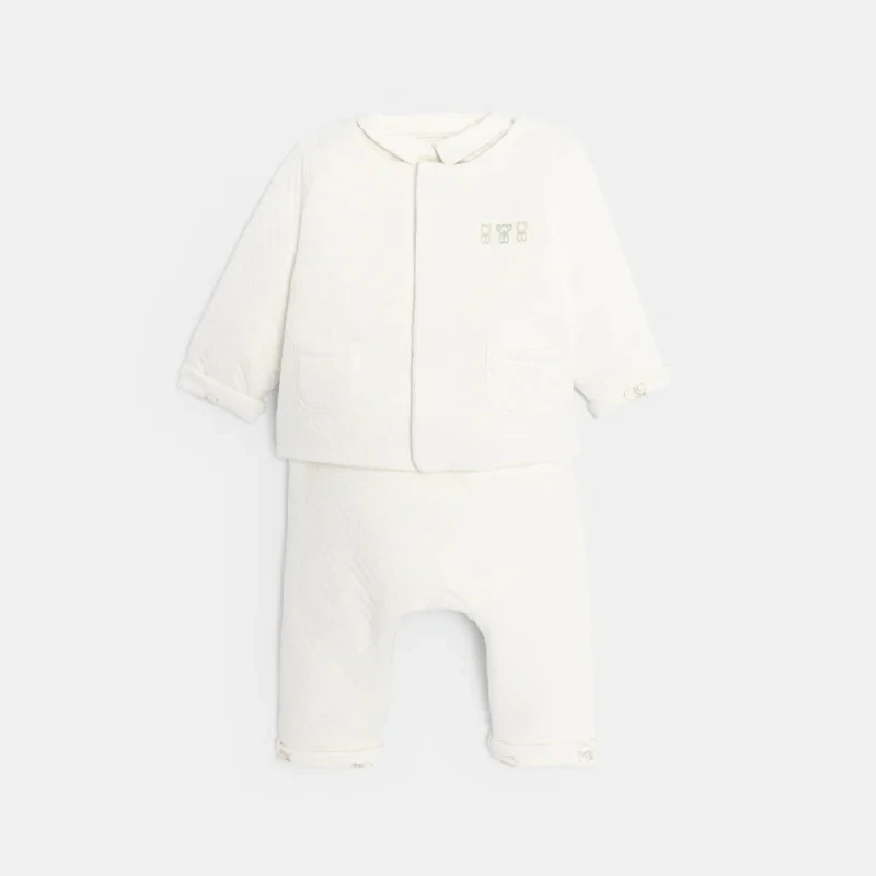 Veste matelassée et pantalon réversibles avec body blanc bébé mixte Blanc