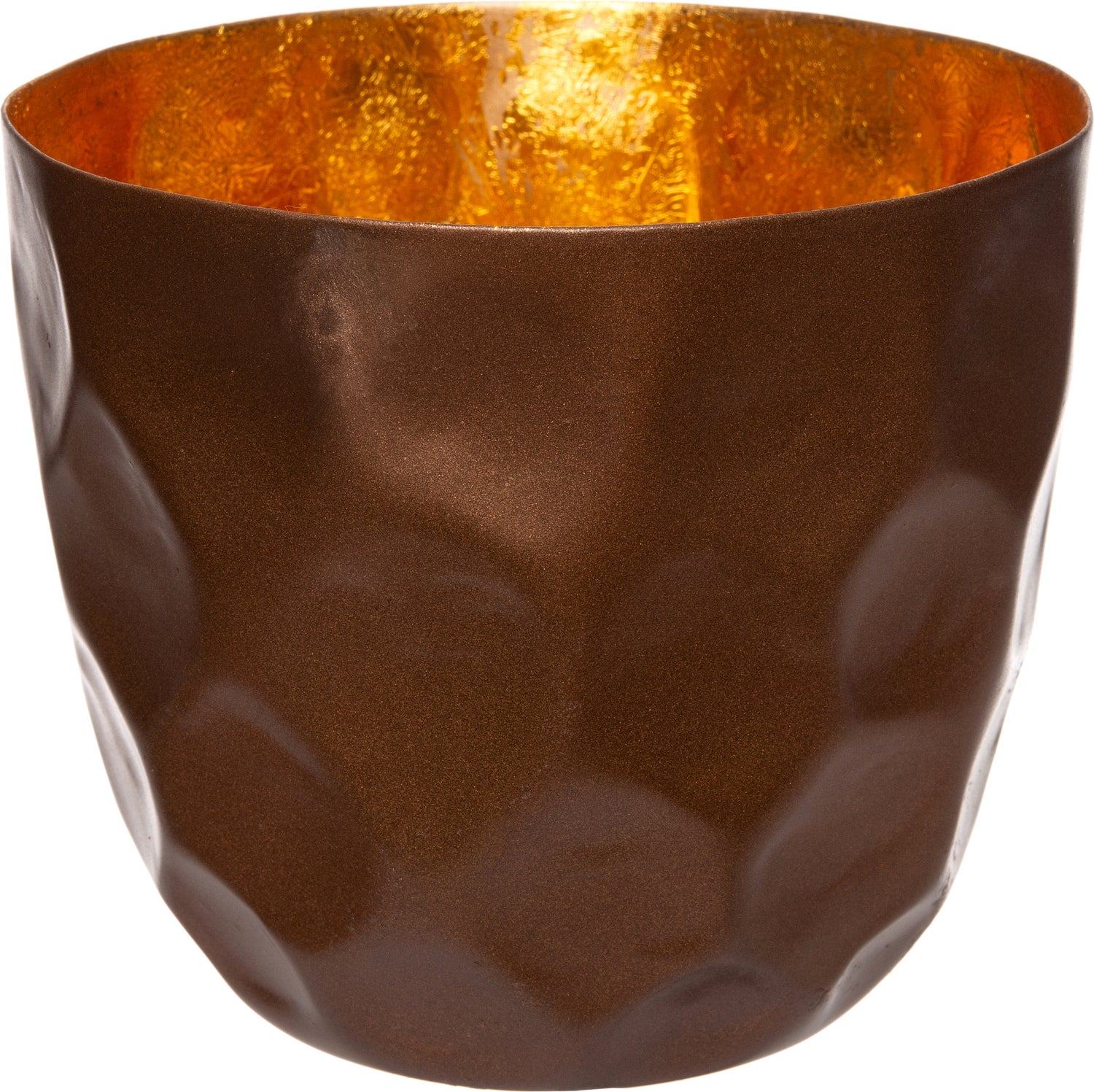 Intratuin waxinelichthouder Loki gehamerd koper / goud D 12 H 11 cm