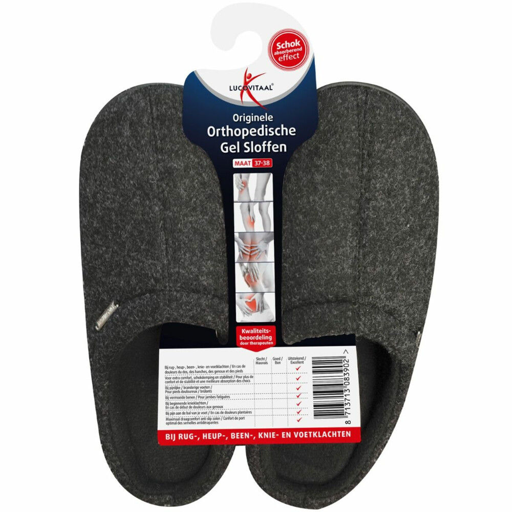 Lucovitaal Orthopedische Gel Sloffen Zwart 37-381 paar