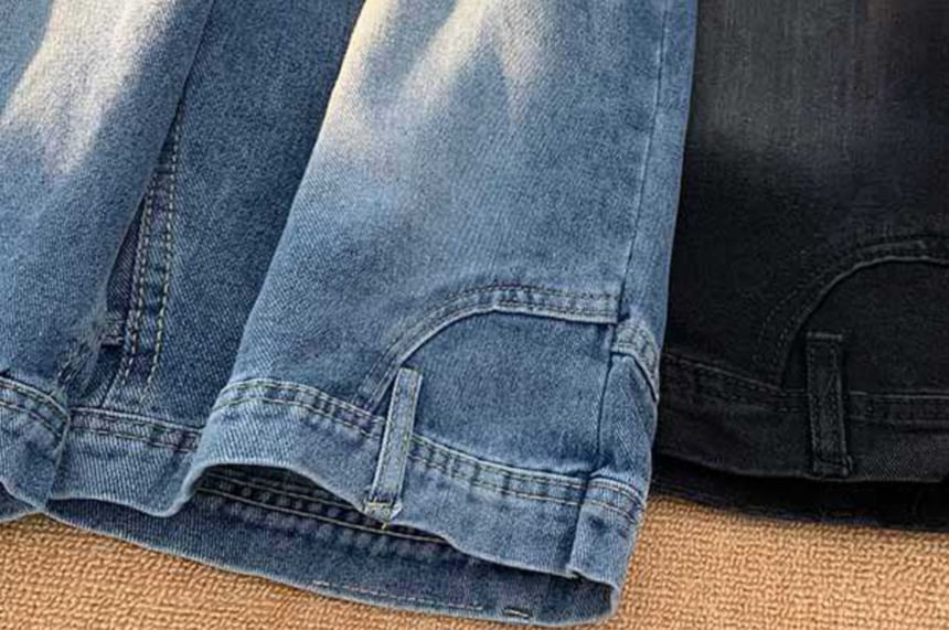 Fushet - Gewassen denim shorts met elastische taille