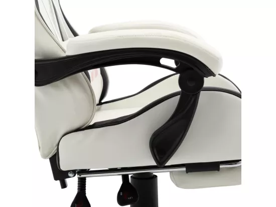 Fauteuil de jeux vidéo et repose-pied Noir et blanc Similicuir