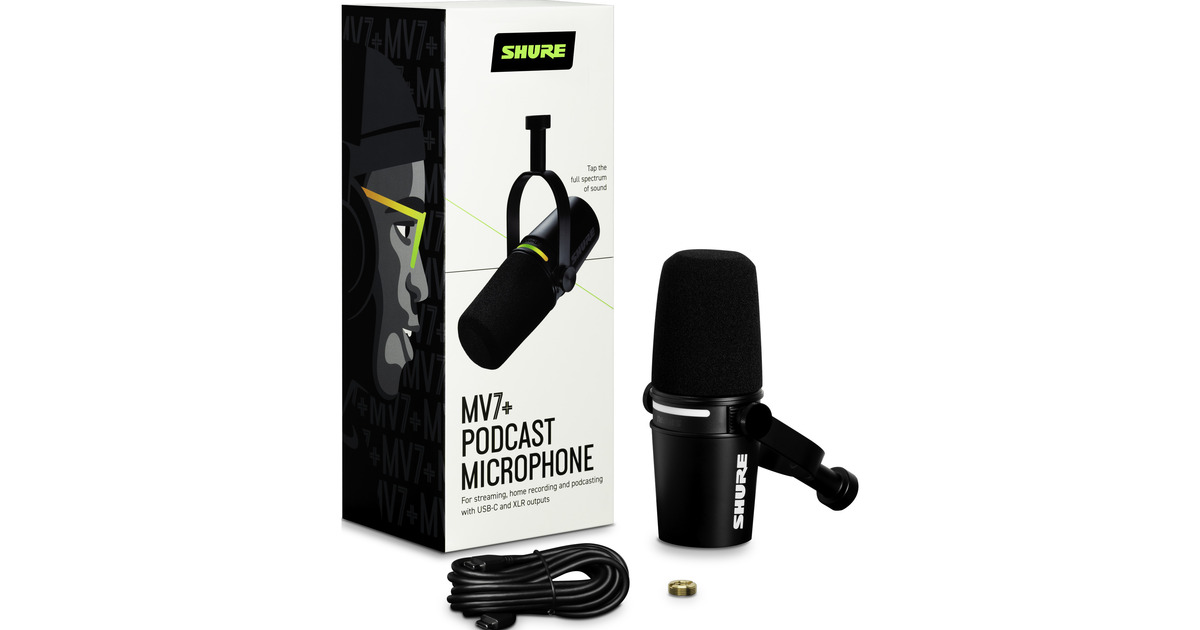 SHUREMV7+ Podcastmicrofoon  (Zwart)