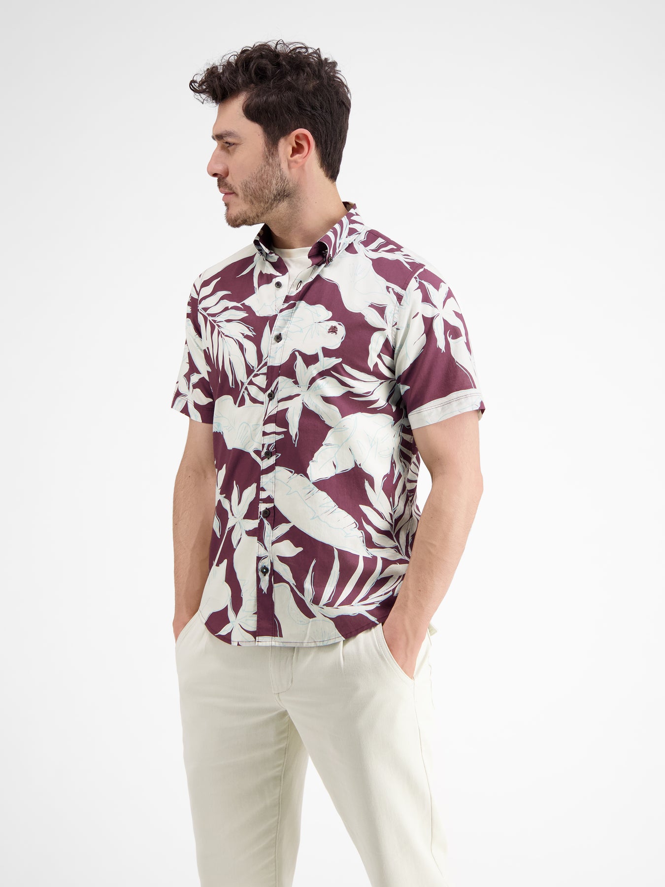 Halbarmhemd mit floralem Print