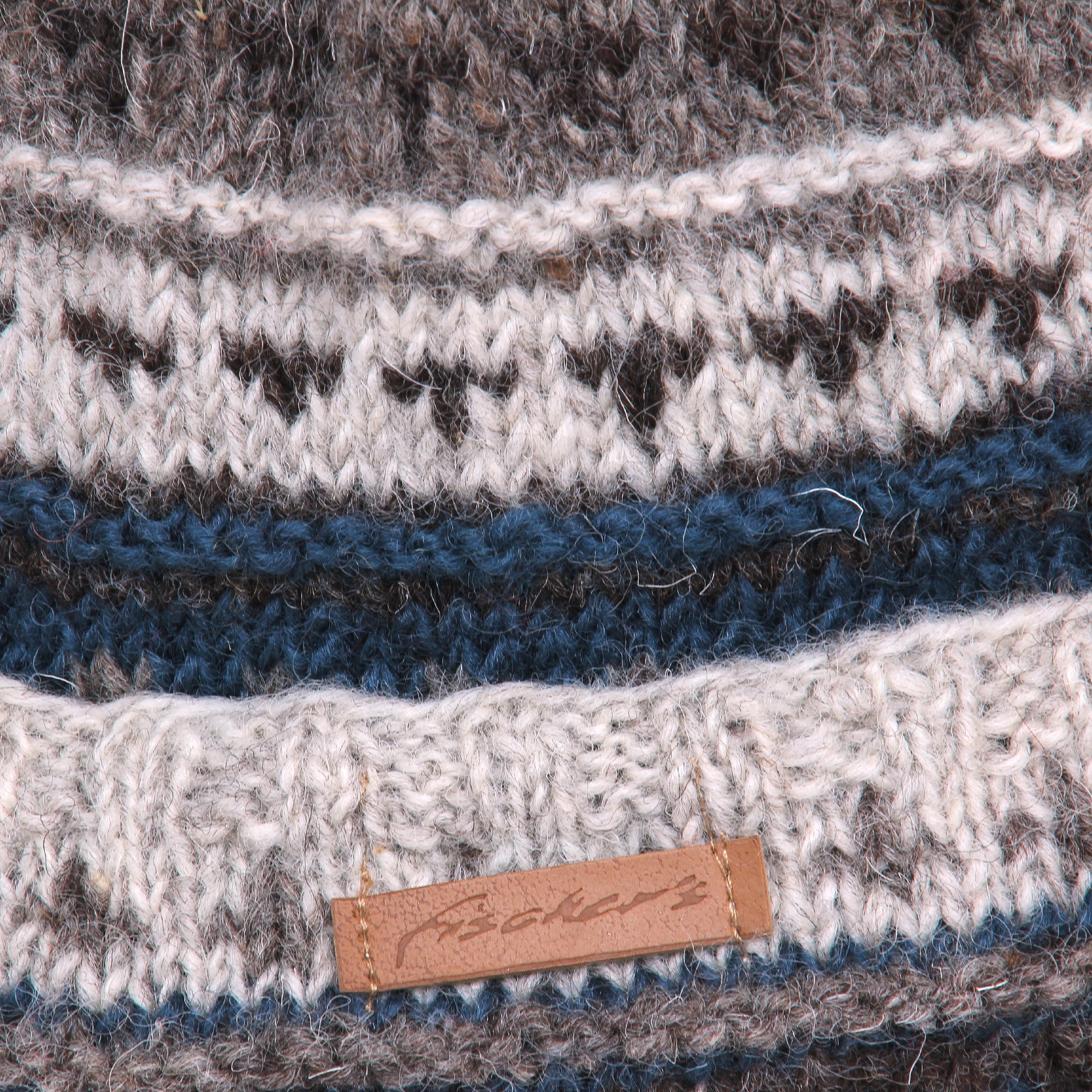 Handgestrickte Bommelmütze, Petrolmix günstig bestellen