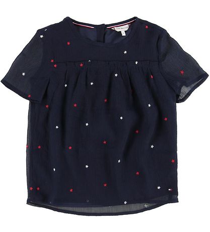 Tommy Hilfiger T-shirt - Star EmbroideRød - Blåck Iris