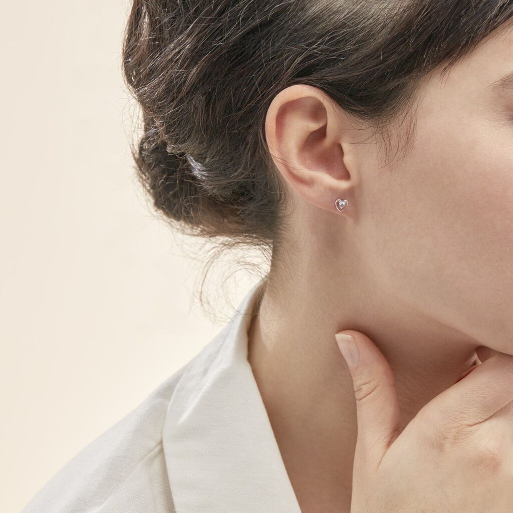 Boucles D'oreilles Puces Luann Or Blanc Topaze