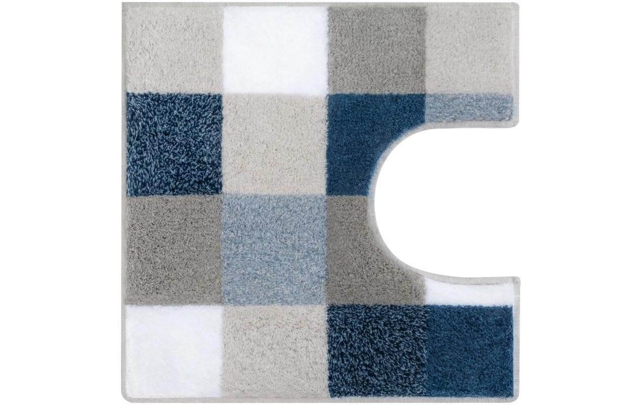 Badteppich Caro 70 x 120 cm, Marineblau/Blau/Grau/WeissBadezimmerteppich