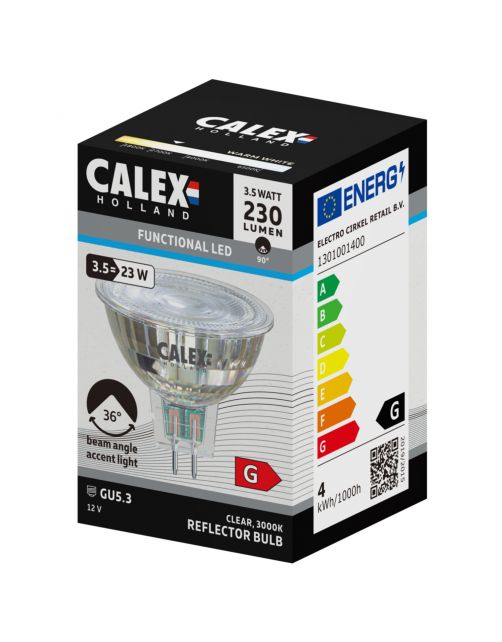 Calex Led Spot Gu5.3 Mr16 12v 3.5w 230lm - Lichtbron - 1 34 g Warm Wit 1 stuk