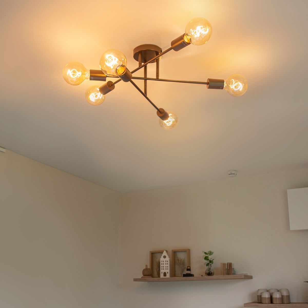 Industriële plafondlamp donkerbrons 6-lichts - Sydney