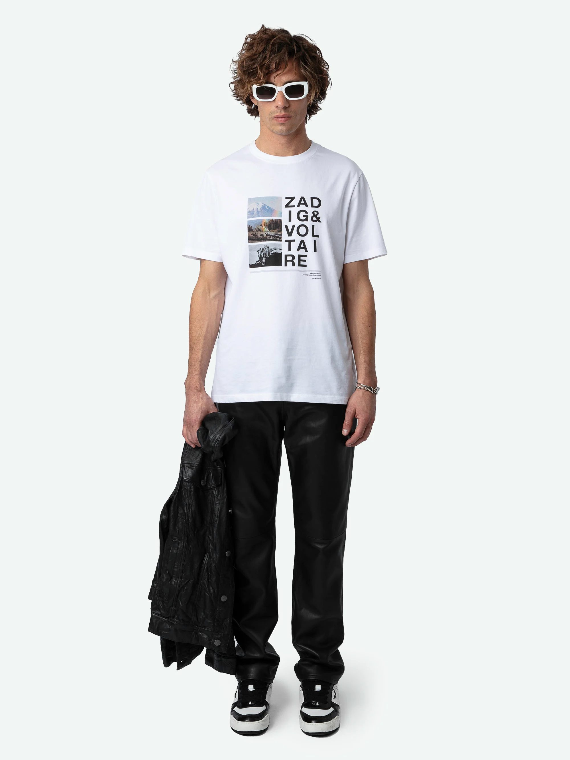 TED - Tee-shirt droit col rond en coton bio sérigraphié | Blanc