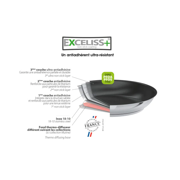 Sauteuse revêtue Mutine 26 cm sans manche Cristel
