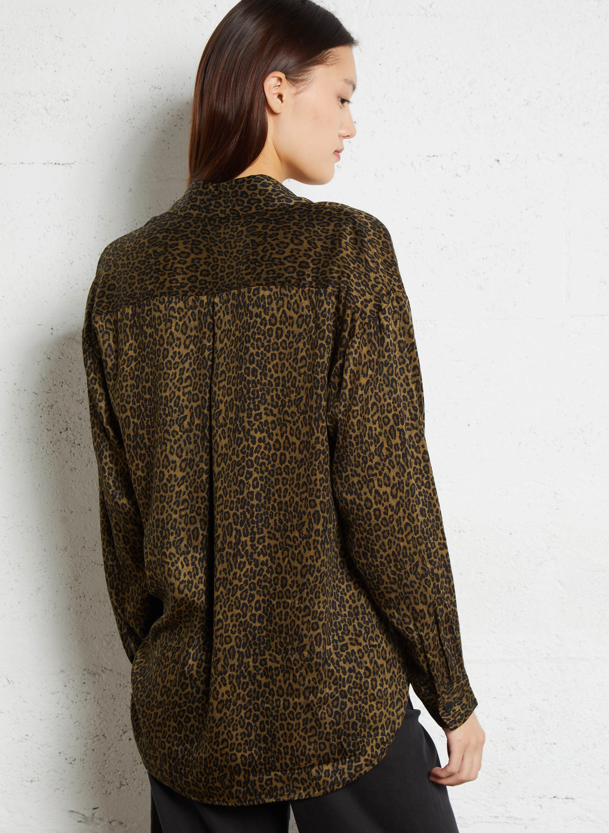 Chemise trapèze imprimée | Marron