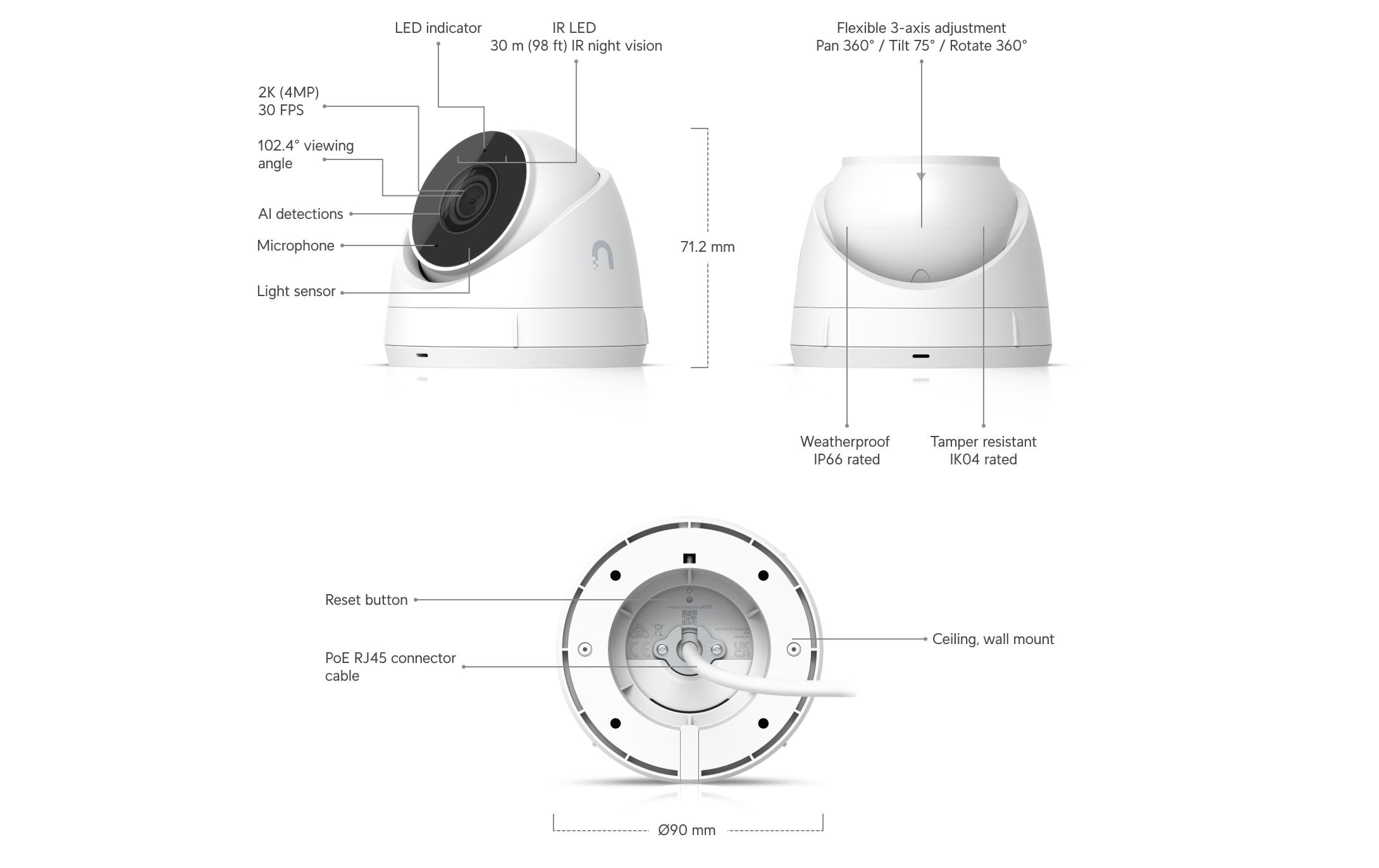 Netzwerkkamera UVC-G5-Turret-Ultra WeissRobuste und vielseitige Überwachungslösung für Innen- und Aussenbereiche