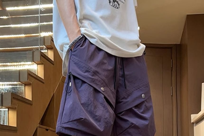 Giuliana - Effen cargoshorts met trekkoordtaille