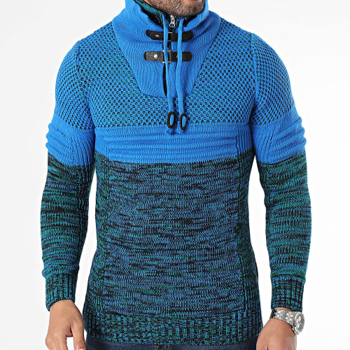 Pull Col Amplified Bleu Noir Vert