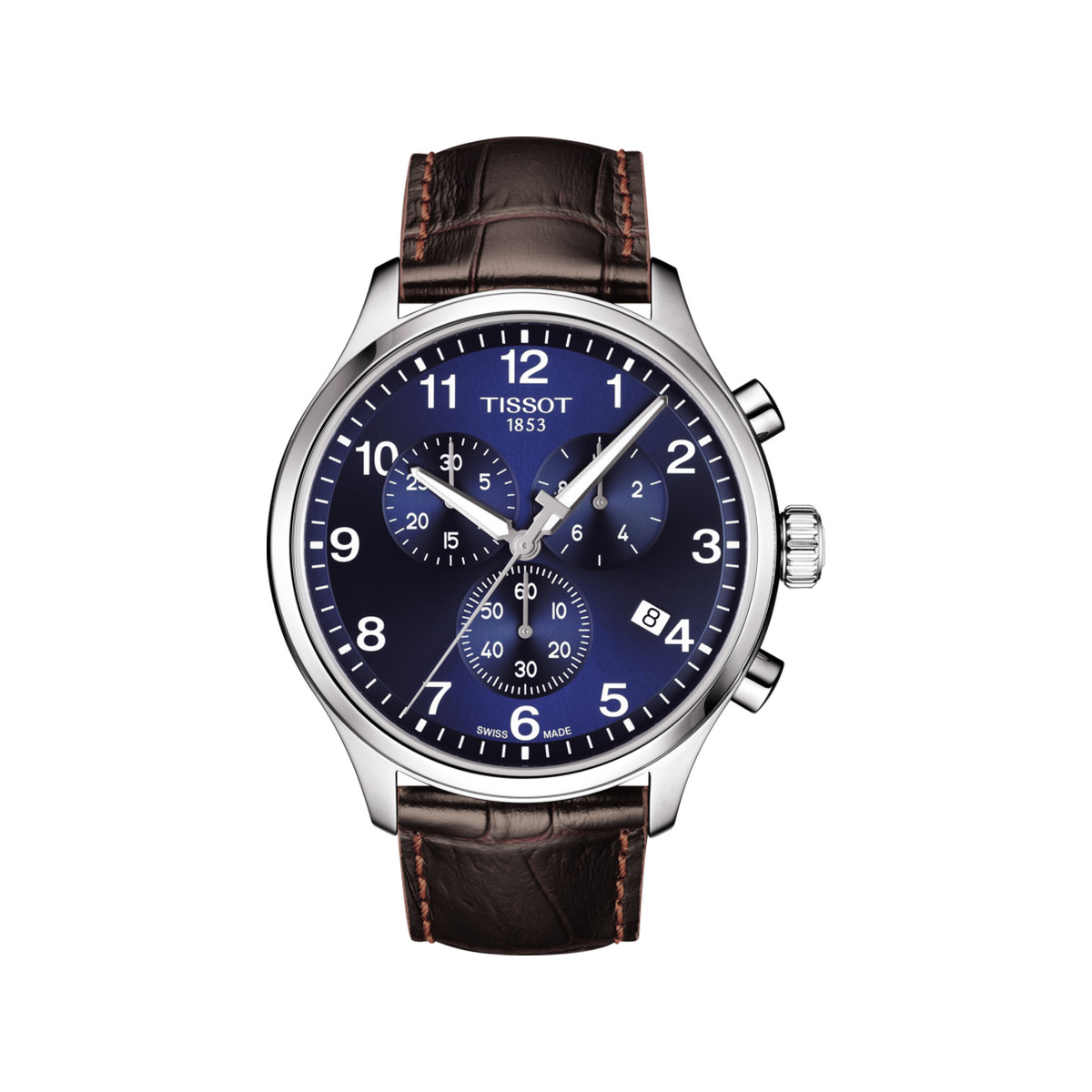 Montre Tissot homme chronographe acier cuir marron