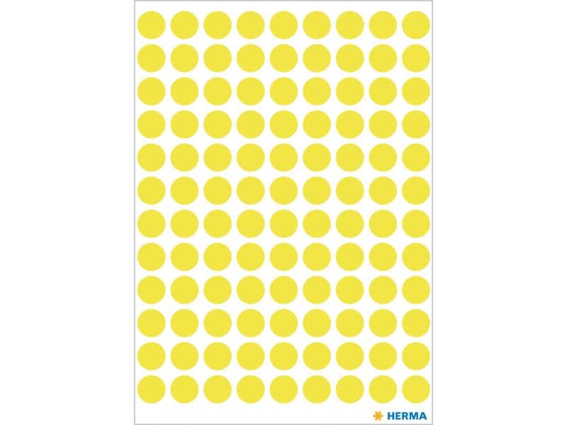 Herma Stickers Klebepunkte Vario Ø 8 mm, Neongelb Markierungspunkte Sticker
