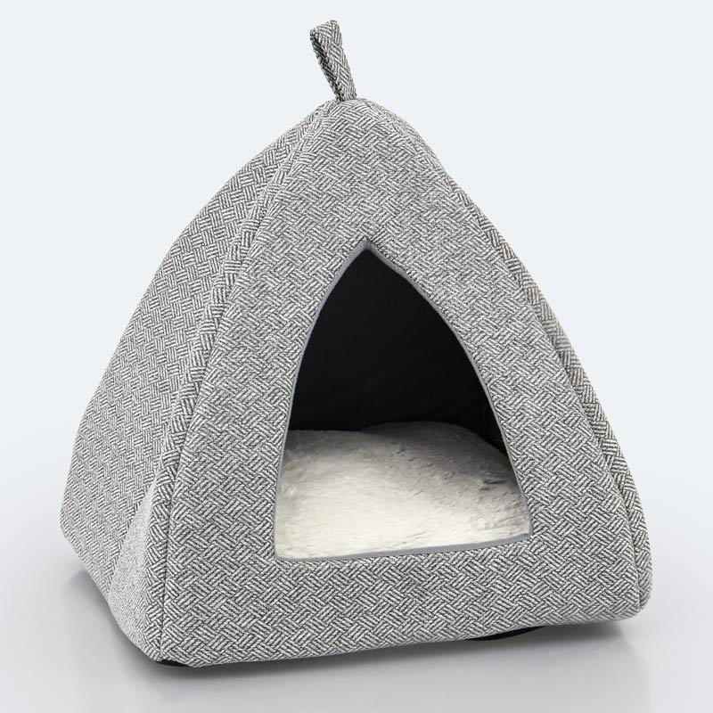 Maison pour chat jacquard gris