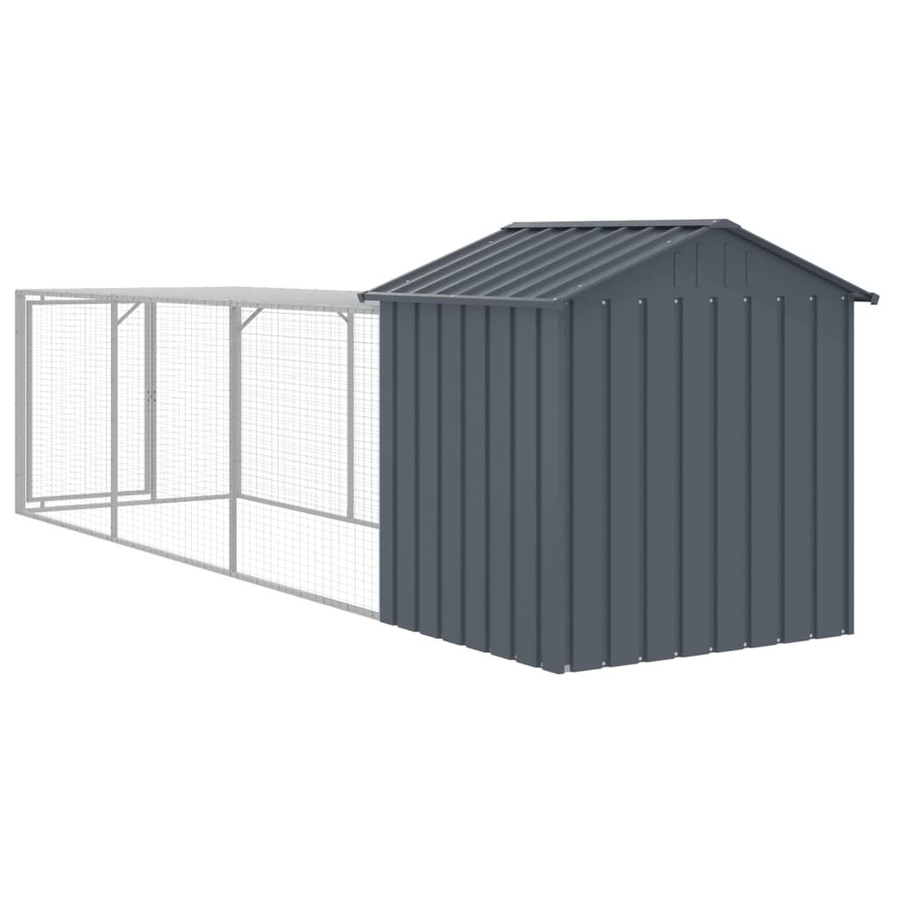 Poulailler avec cour anthracite 117x405x123 cm acier galvanisé