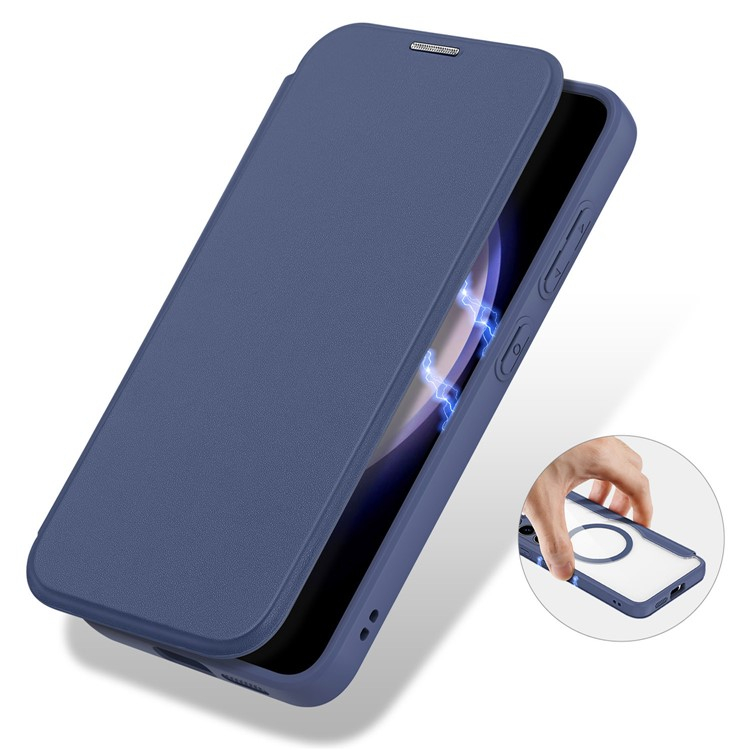 Samsung Galaxy S24  Plus Hybrid Leder Tasche   Kunststoff Rückseite - Blau / Transparent
