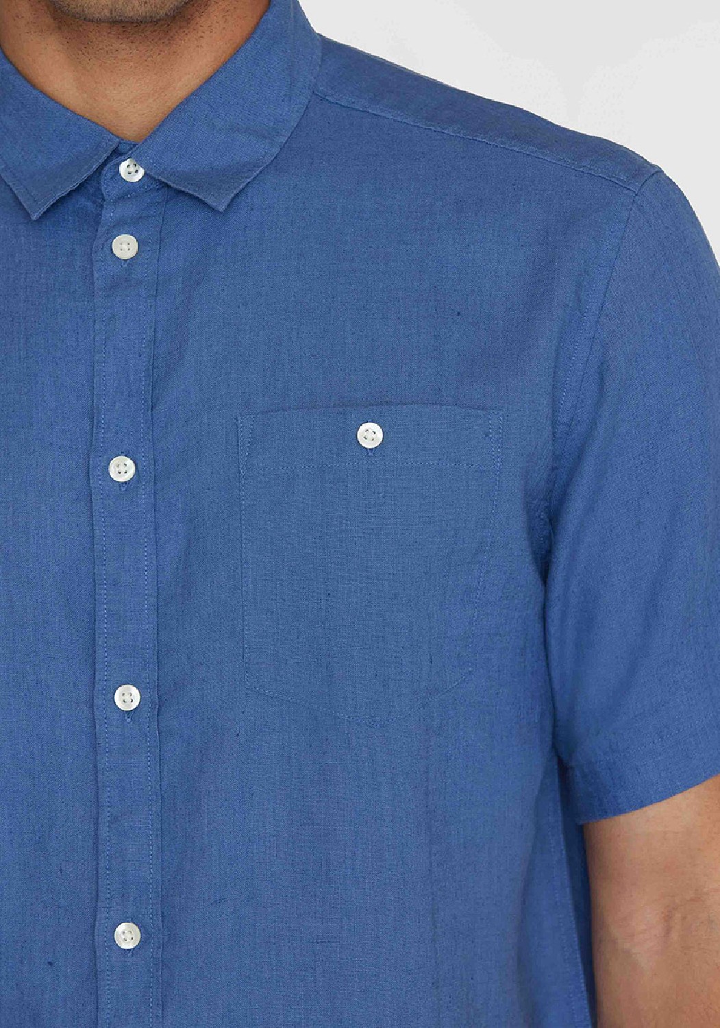 Knowledge Cotton Apparel Leinenhemd Regular Linen SS Shirt Moonlight Blue