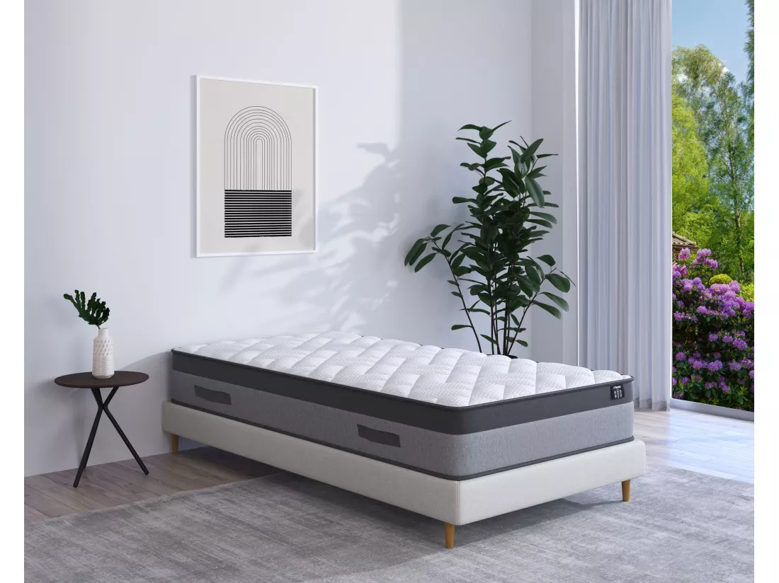 Matelas 90 x 190 cm ressorts ensachés et mémoire de forme ép.24cm - ILLUSION de YSMÉE