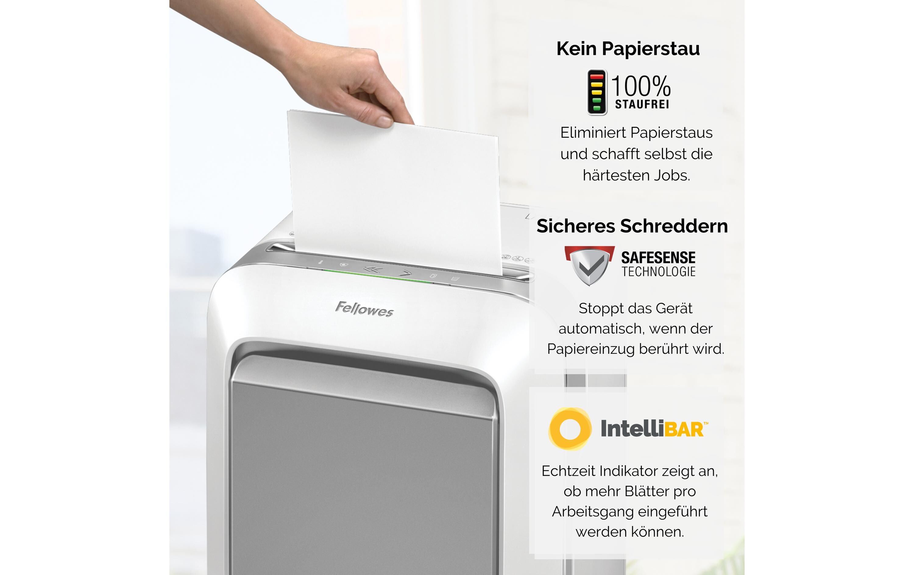 Aktenvernichter LX211 P-5, 15 Seiten, Weiss<br>Papierschredder