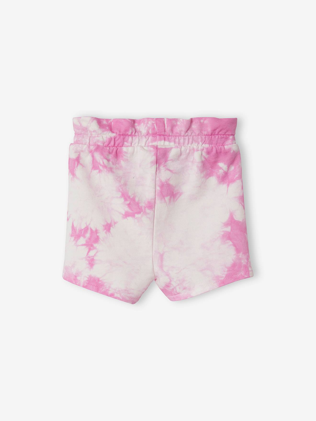 Vestido curto de lã polar tie-dye para bebê, tamanho médio, liso rosa.