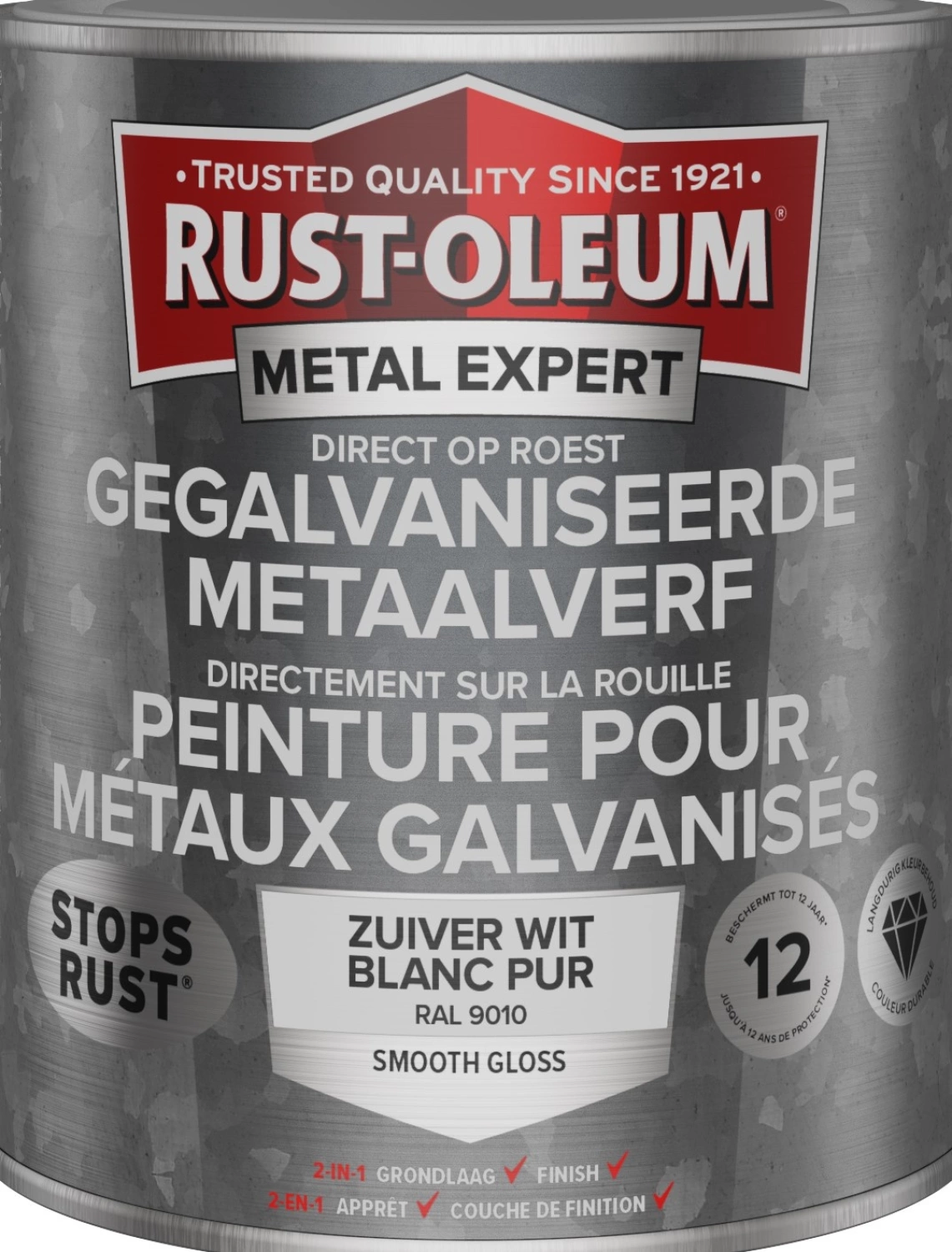 Rust-Oleum Gegalvaniseerde Metaalverf - RAL 9010 zuiverwit - 0,25L