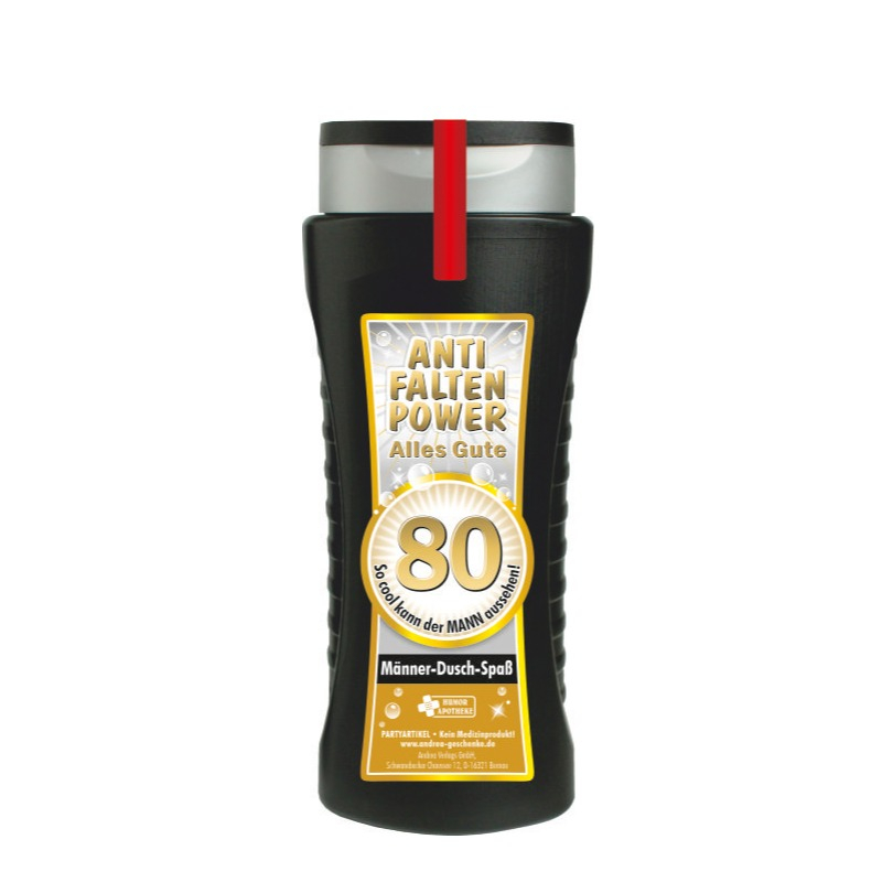 (300ml) Herren Duschgel Anti Falten Power 80. Geburtstag Männer Dusch Spass