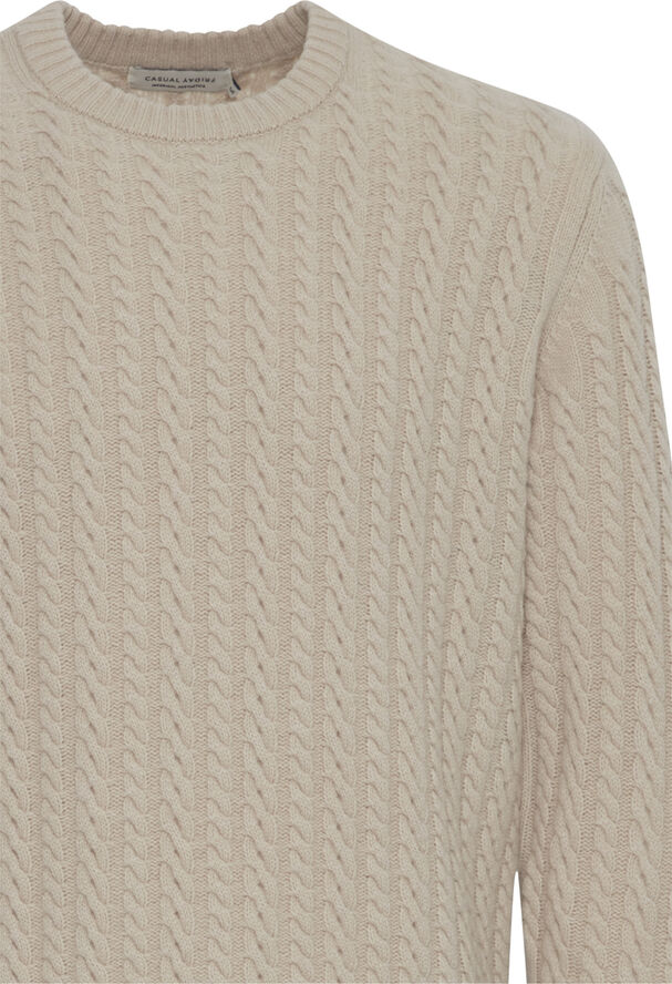 Casual Friday CFKARL cable wool mix knit Light sand