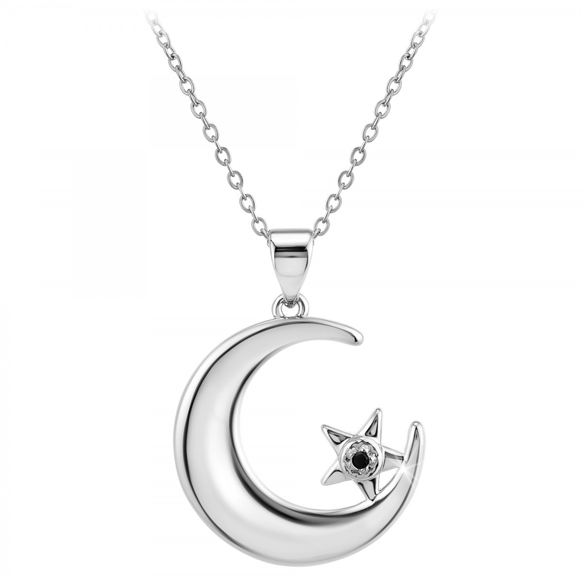 Collier Lune SC Crystal orné d'un véritable diamant noir
