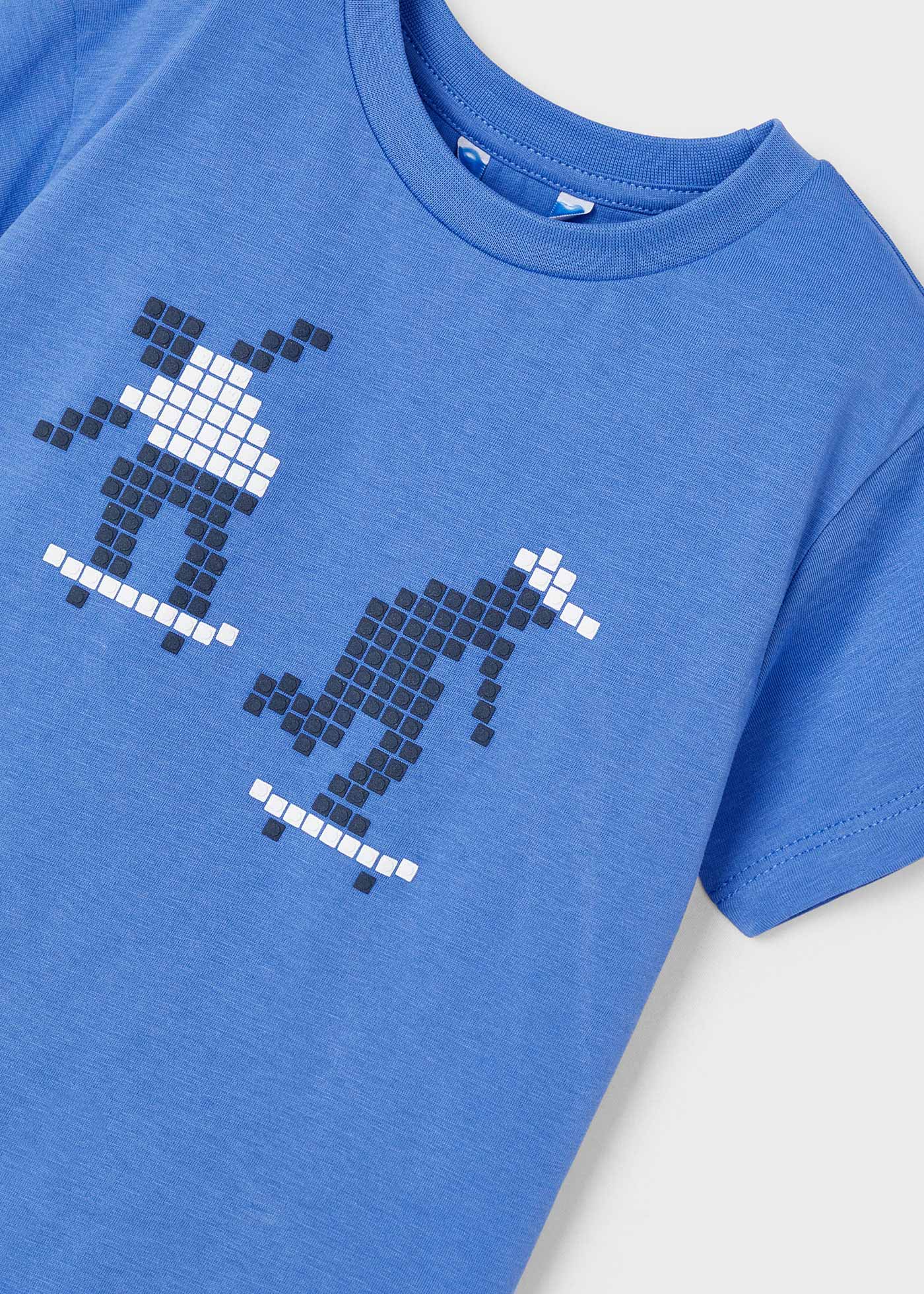Camiseta interativa Better Cotton com QR Code para meninos, cor páprica.