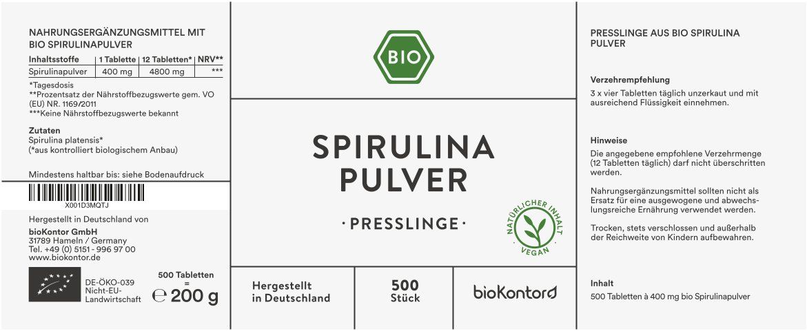 bioKontor Spirulina Presslinge