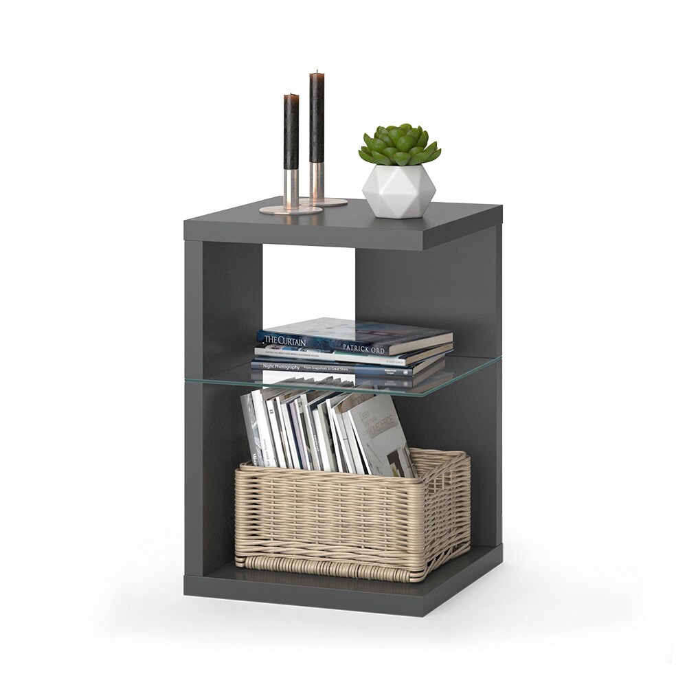Vicco Beistelltisch Derby Anthrazit 40 x 59 cm Glasboden