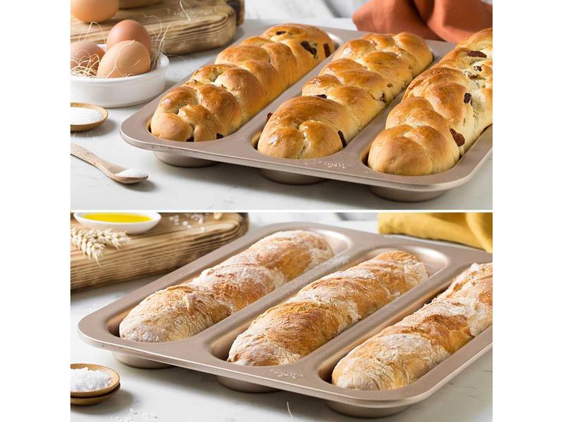 Decora Brot-Backform 38 x 32 cm, Rosegold Backform für Baguettes