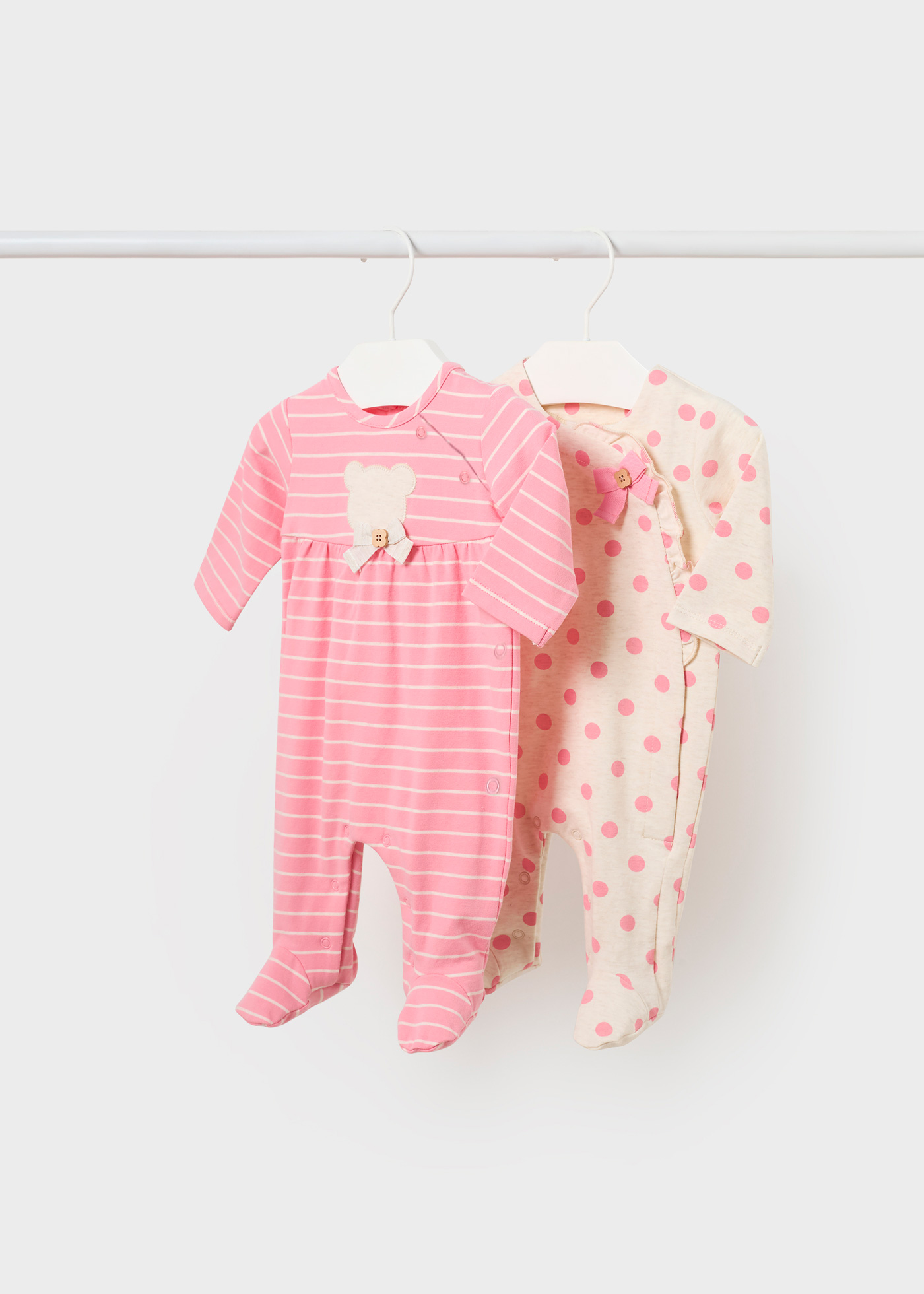Conjunto de 2 macacões compridos Better Cotton para recém-nascidos, cor Jade.