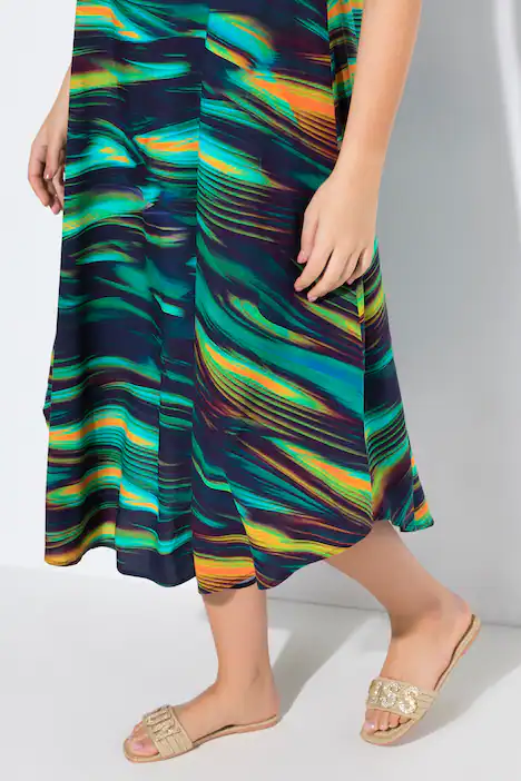 Midikleid, A-Linie, V-Ausschnitt, Halbarm, dunkelblau