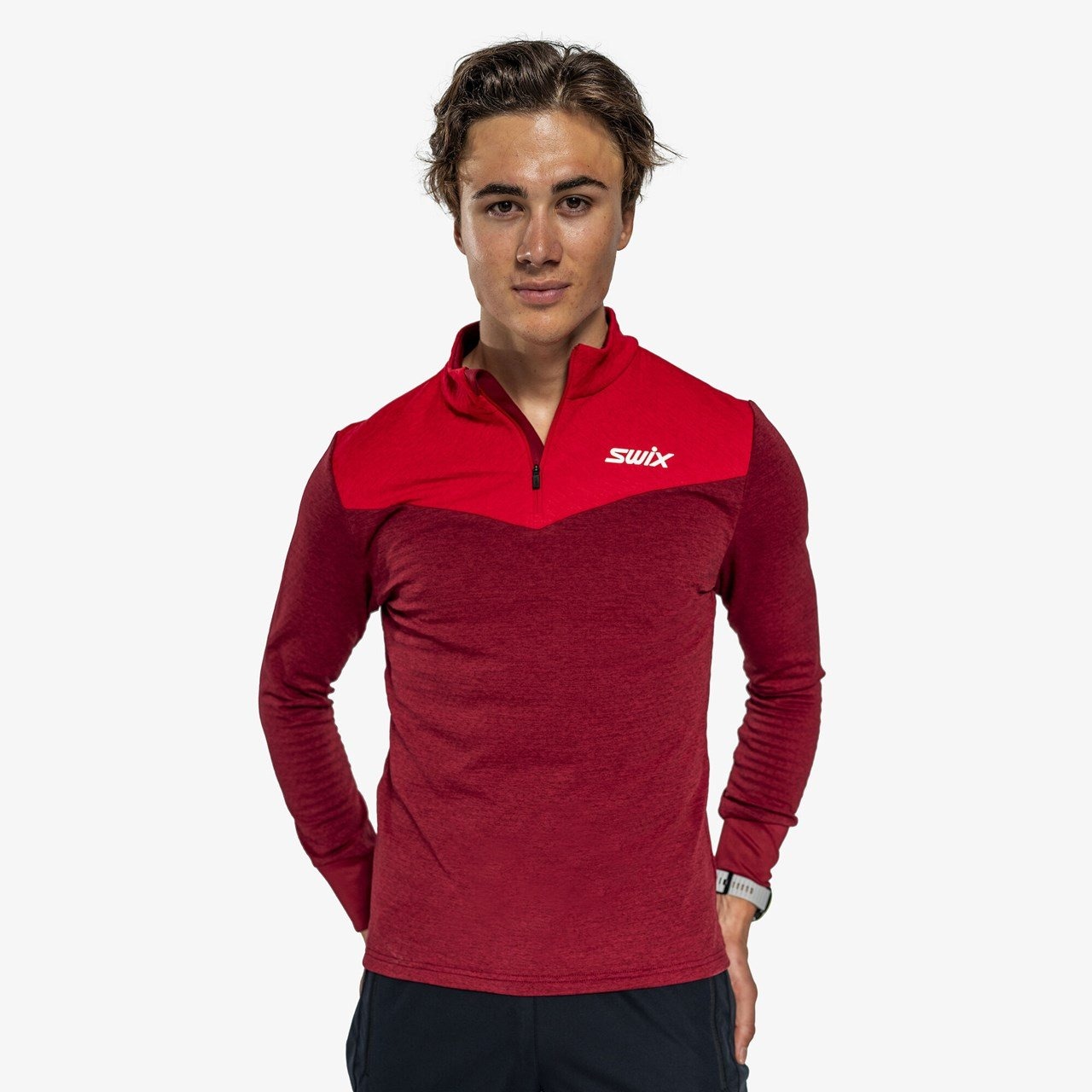 Nordic Midlayer Half Zip Herre Rhubarb Red/Swix Red