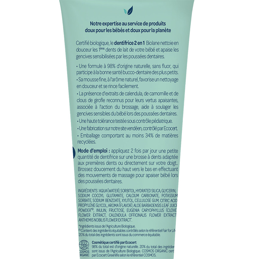 Dentifrice 1ères dents BIO arôme fraise 50 ml
