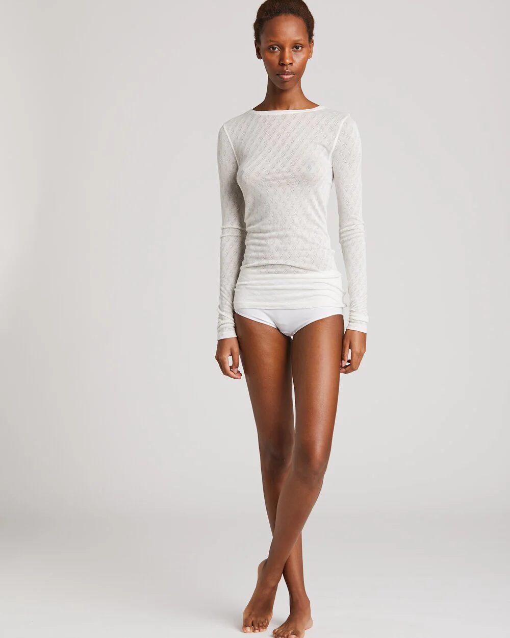 Gai+Lisva  Fermi Silk langærmet t-shirt - Off White