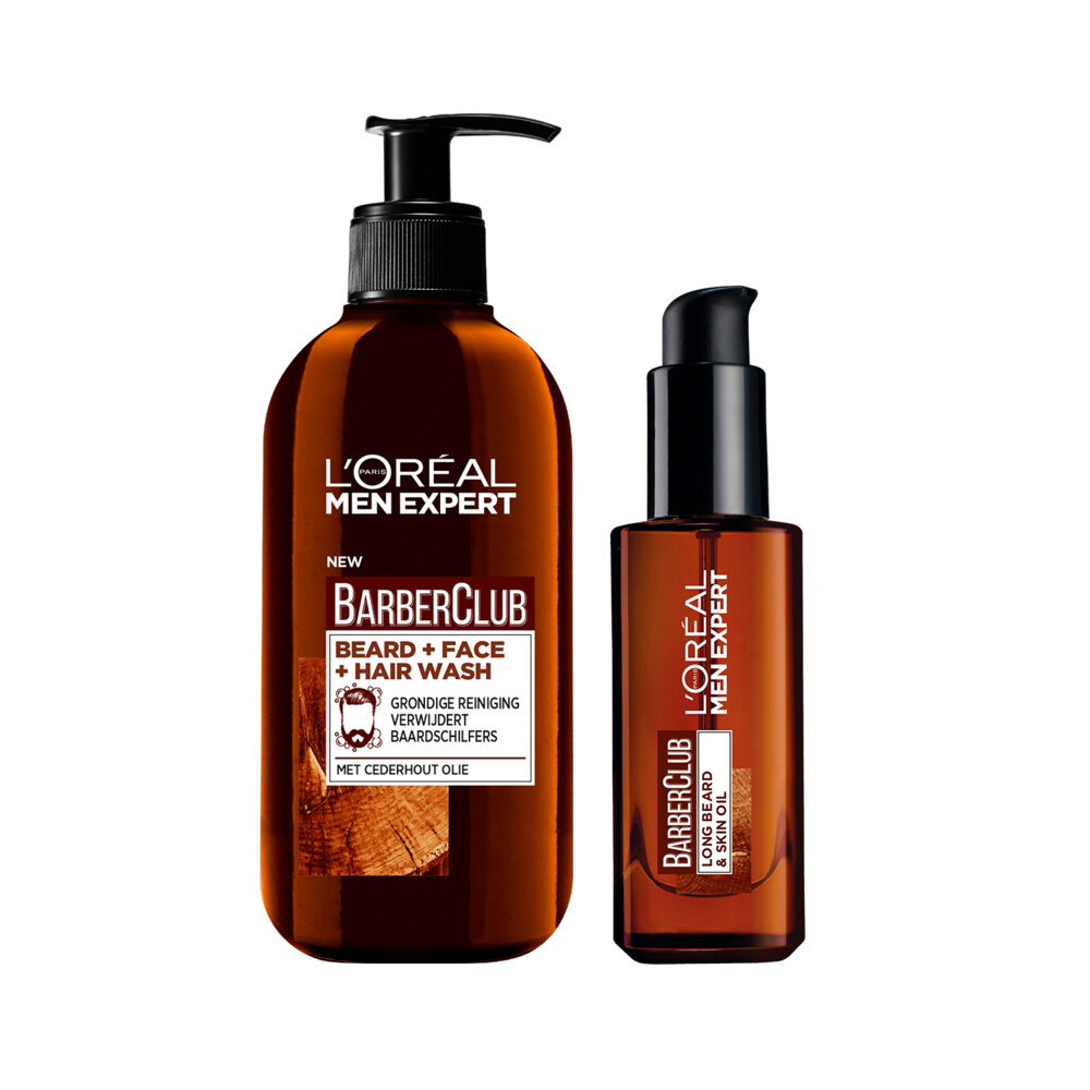 L'Oréal Men Expert BarberClub - Baardolie 1x 30 ml & 3-in-1 Face Wash 1x 200 ml - Pakket