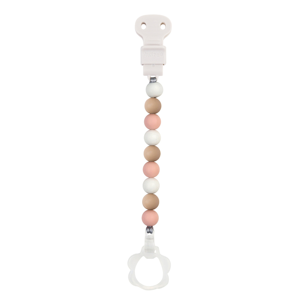 Attache sucette silicone Rose blanc beige - NATTOU