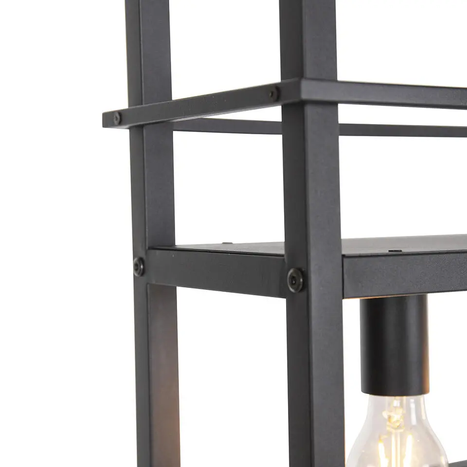 Qazqa hanglampen cage rack zwart e27