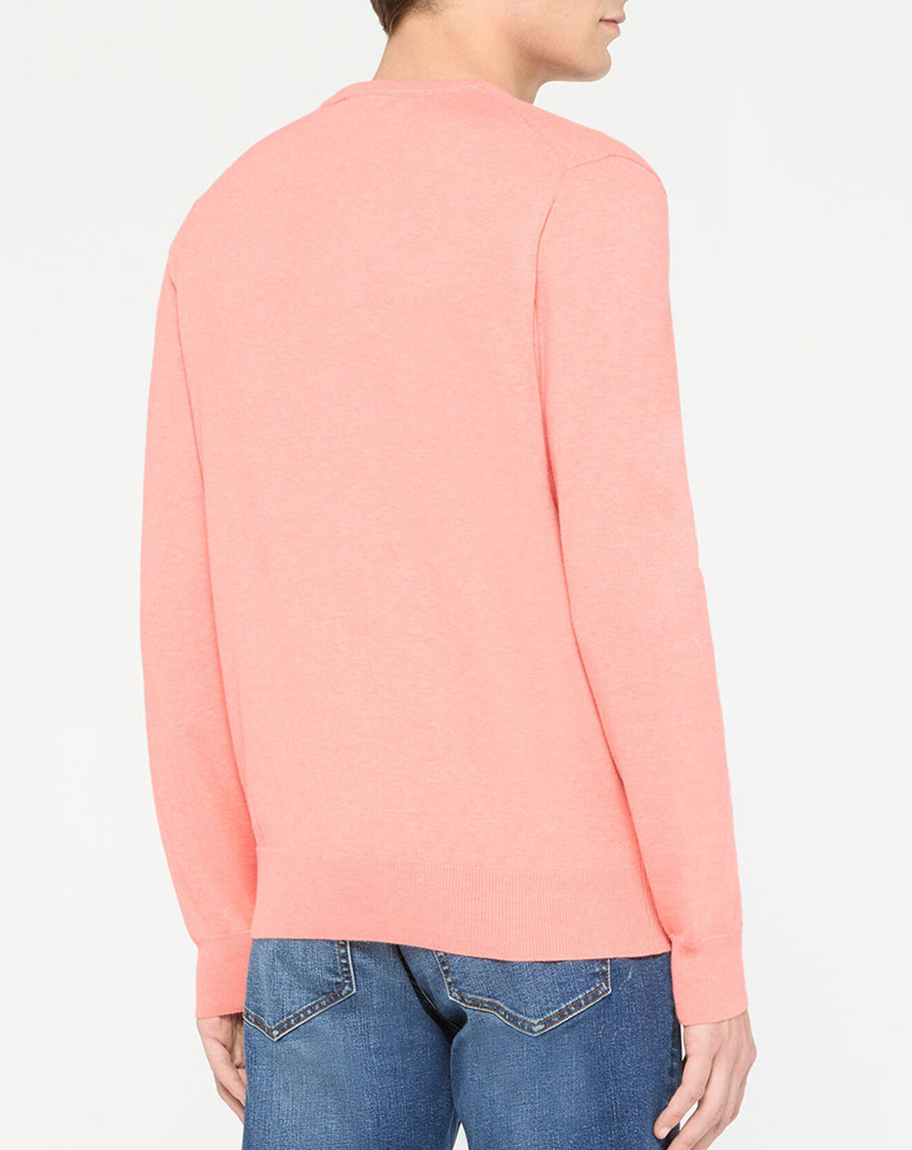 Hackett London Pull en Coton & Soie col rond rose moyen